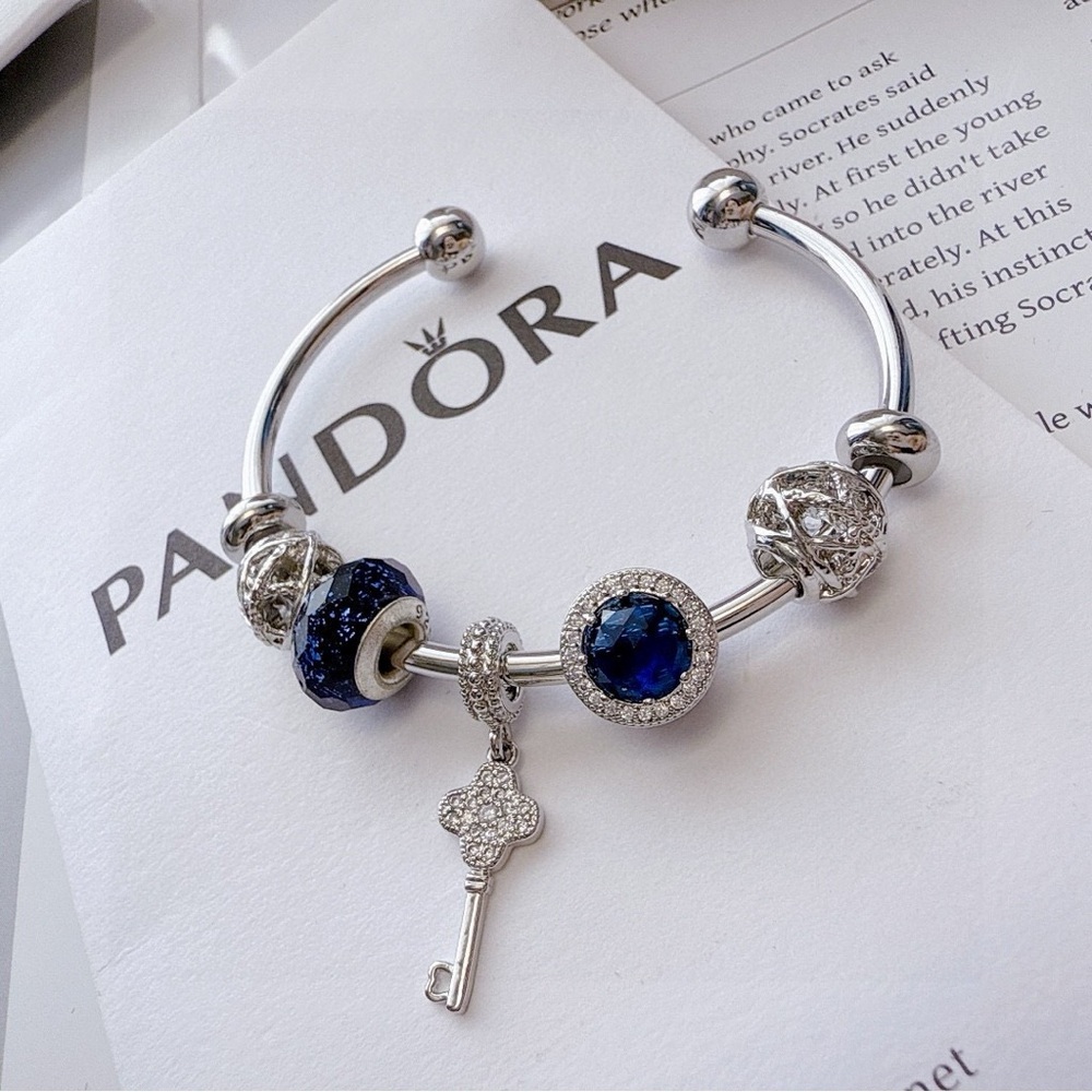 Pandora Silver Bracelet with Deep Blue Accents